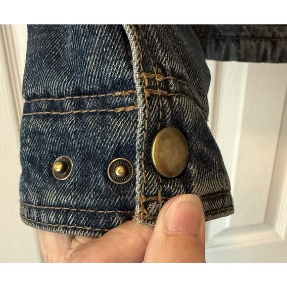 VTG Wrangler Chore Coat Mens Small Denim Sherpa Lined Barn Jacket Pockets Heavy - Picture 3 of 16